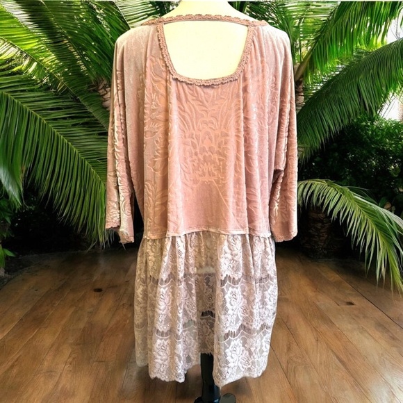 FREE PEOPLE Velvet Lace Fortune Teller Top - Dusty Blush Pink - Small - Picture 6 of 16